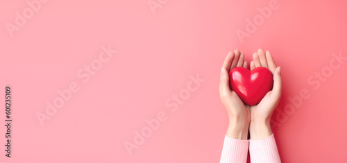 Hand hold heart shape , Generative Ai	 photo