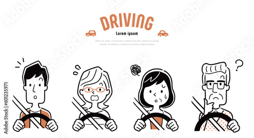 ベクターイラスト素材：運転する人物セット

