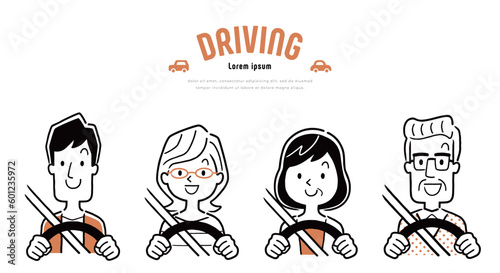 ベクターイラスト素材：運転する人物セット
