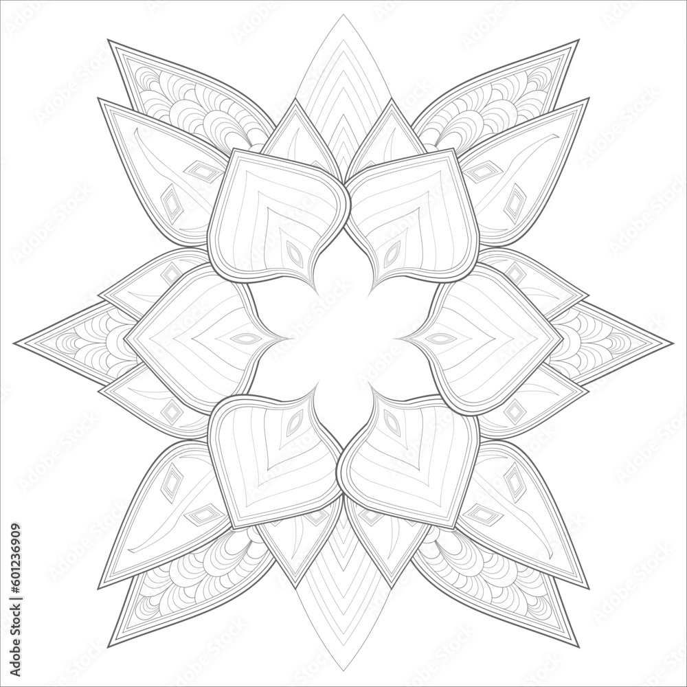 Decorative Doodle flowers in black and white for coloringbook, cover, background, invitation card. Hand drawn sketch for adult anti stress coloring page isolated in white background.-vector