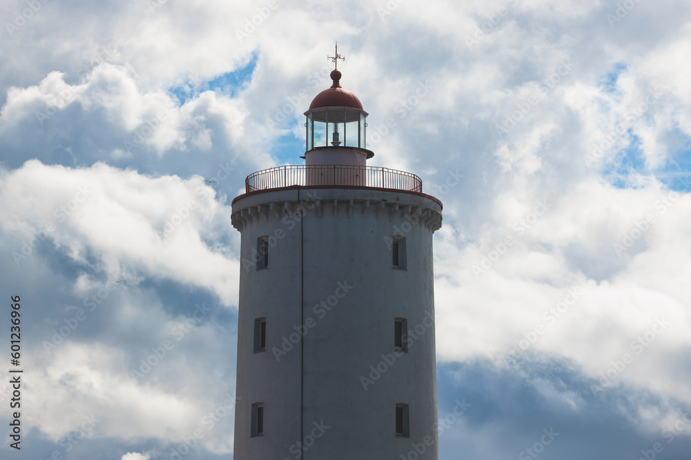 Tolbukhin island lighthouse, Saint-Petersburg, Kronstadt, Gulf of Finland view, Russia in a summer sunny day, lighthouses of Russia travel