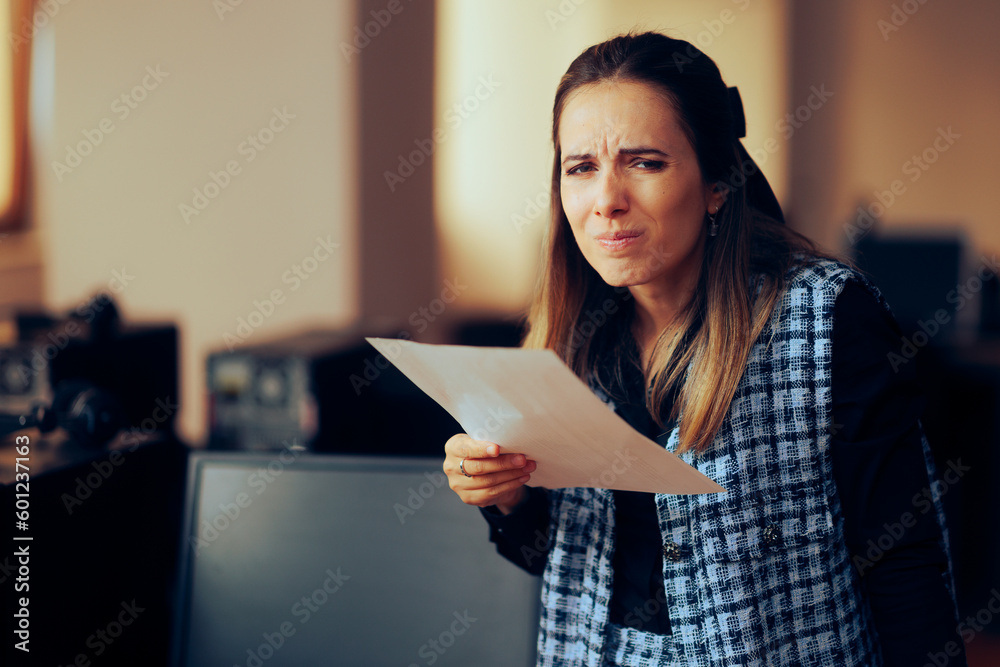 Woman Having Difficulties Reading a Contract in Fine Print. Stressed employee finding mistakes in a document from work
Woman Having Difficulties Reading a Contract in Fine Print. Stressed employee finding mistakes in a document from work