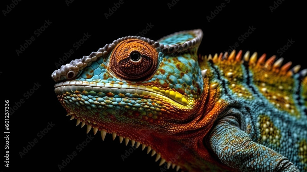 Beautiful of chameleon on branch. AI Generative. AI Generative