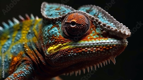 Beautiful of chameleon on branch. AI Generative. AI Generative © We3 Animal