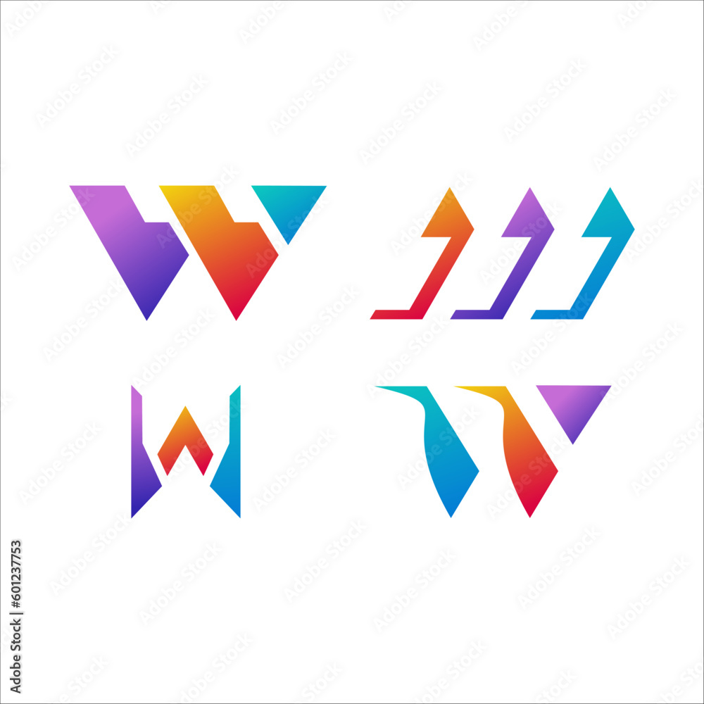 Abstract Colorful W letter logo Abstract Colorful W letter logo