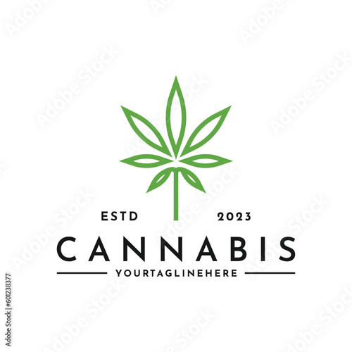 Hemp leaf with for cannabis cbd cultivation farm Logo design