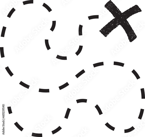 Editable Trasure Map Path With X Sign Vector Illustration
