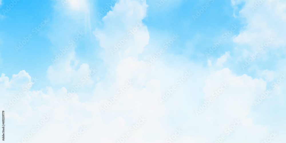 Blue sky and clouds with copy space. Background with clouds on blue sky. Vector background