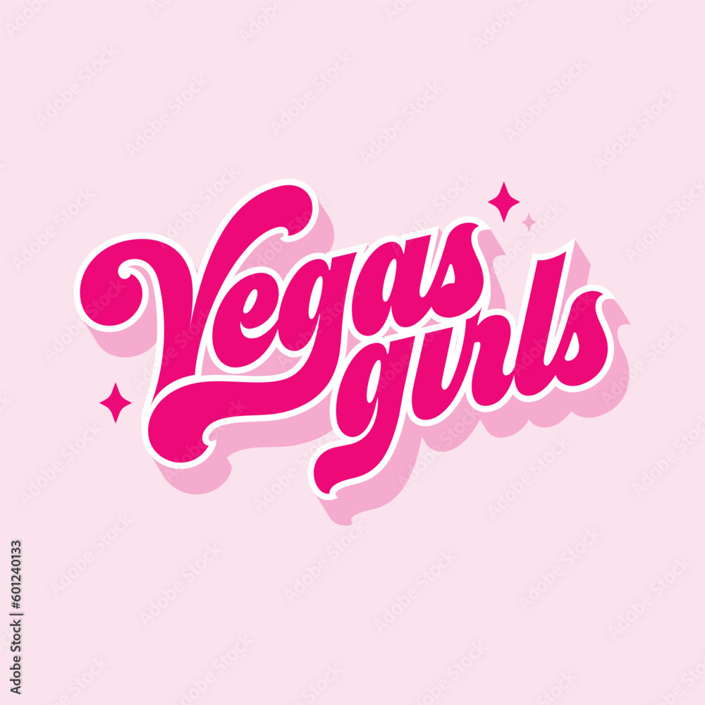 Vegas Girls Lettering on a T-shirt
