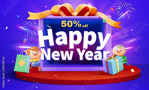 New year shopping sale ad banner