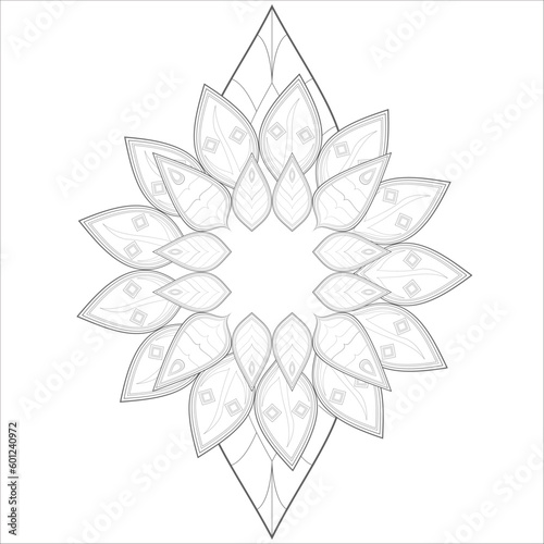 Coloring Page for Adult for Fun and Refreshing. Hand Drawn Sketch for Adult Anti Stress Coloring Page. Decorative Doodle flowers in Black Isolated on White Background.-vector