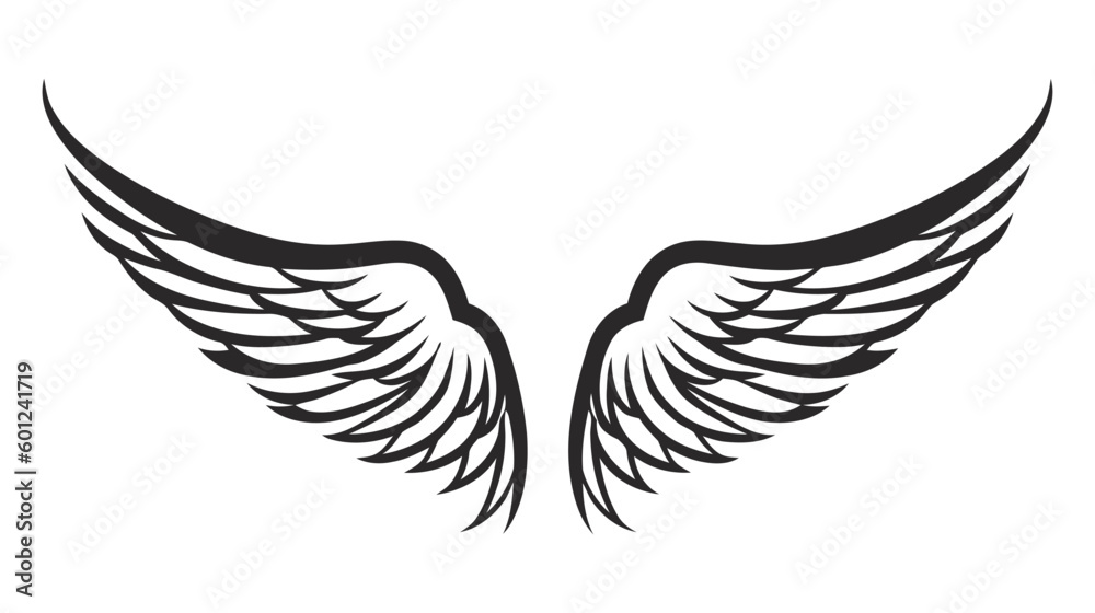 Angel wings, bird wings collection cartoon hand drawn vector illustration. Logo, icon Angel wings, bird wings collection cartoon hand drawn vector illustration. Logo, icon