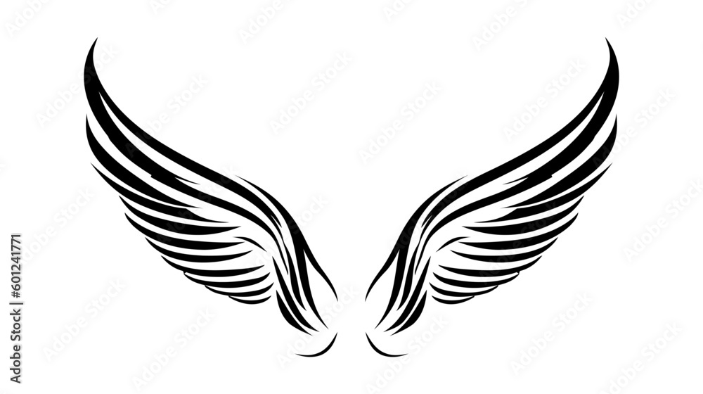 Angel wings, bird wings collection cartoon hand drawn vector illustration. Logo, icon Angel wings, bird wings collection cartoon hand drawn vector illustration. Logo, icon