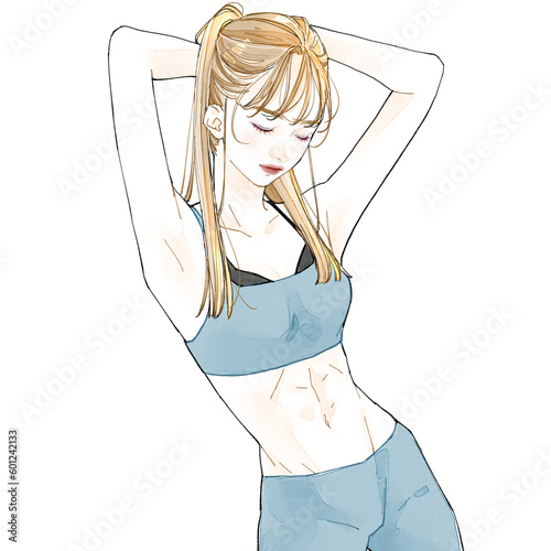 Plakat w ramie トレーニングウェア姿の女性