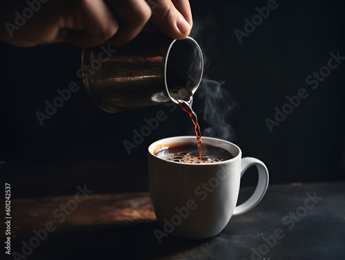 A person pouring coffee into a cup.