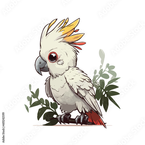 vector cute cockatoo cartoon style