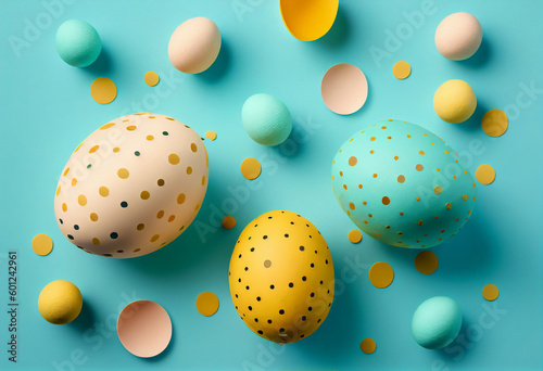 AI-Generated Flatlay of Easter Eggs