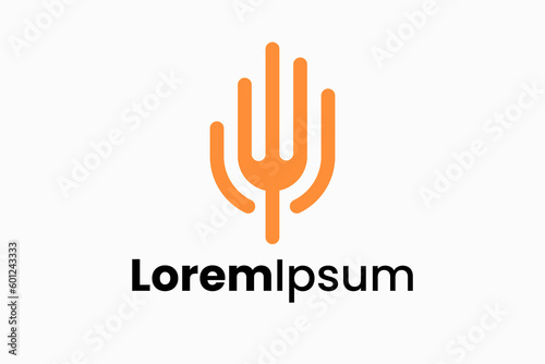 hand and fork for food logo vector premium design