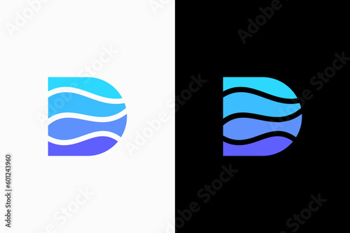 initial letter d with waves logo vector premium design