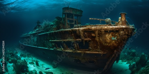 an old rusted boat in the middle of the ocean