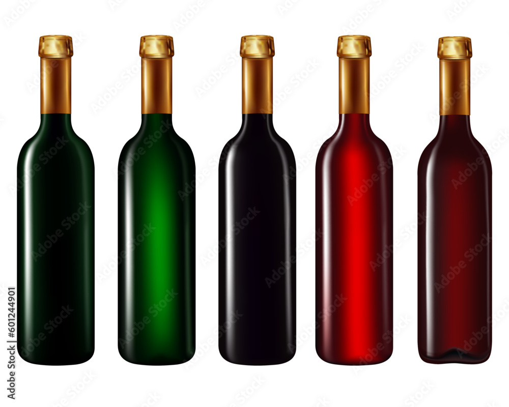 wine bottle and glass, Set of wine bottles isolated on white background wine bottle and glass, Set of wine bottles isolated on white background