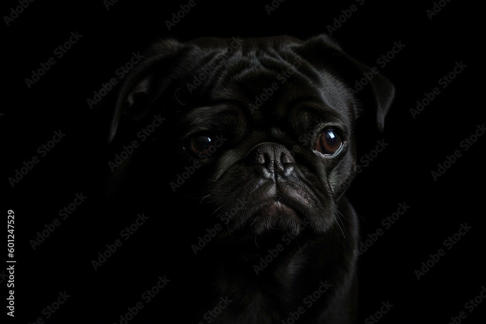 Adult Black Pug Portrait Photograph