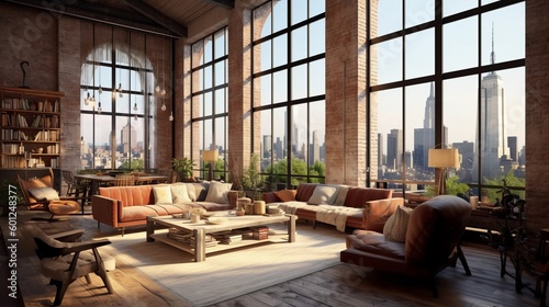 Upscale modern loft in New York using Generative AI © Justin