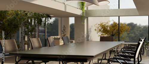 Cuadro en lienzo Interior design of a modern contemporary meeting room or boardroom with meeting