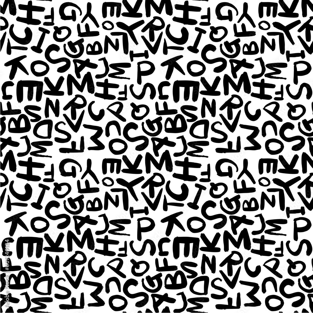 Abstract Alphabet Letter Seamless Pattern White Background