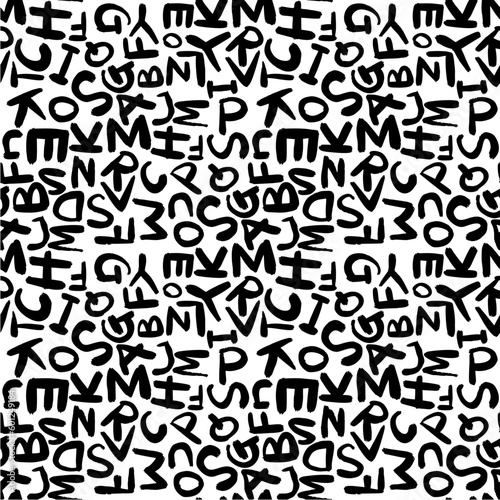 Abstract Alphabet Letter Seamless Pattern White Background