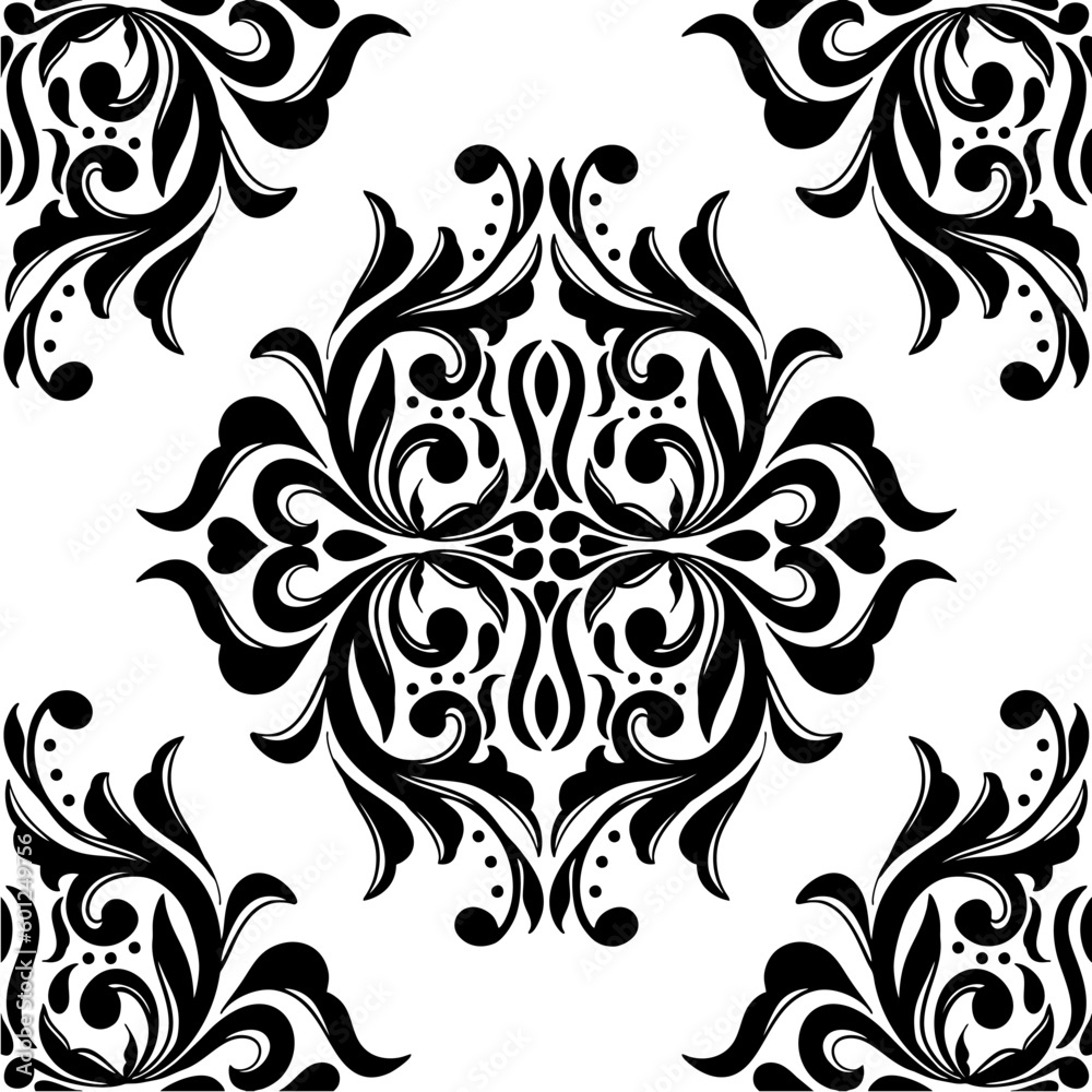 Ornament Seamless Pattern White Background