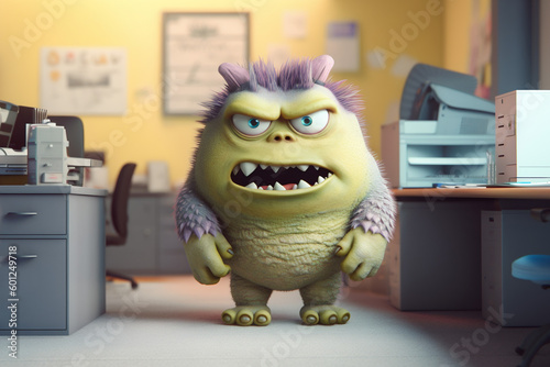 The Office Grouch - Humorous 3D Rendered Cartoon Depicting That Coworker Everyone Dreads - Generative AI photo