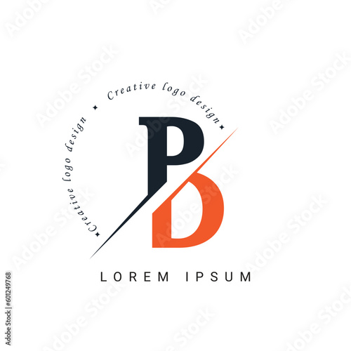 PD Letter Logo Design with a Creative Cut. Creative logo design