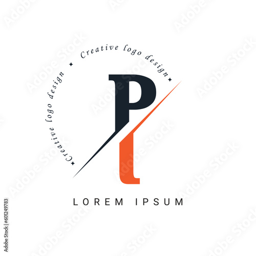 PI Letter Logo Design with a Creative Cut. Creative logo design