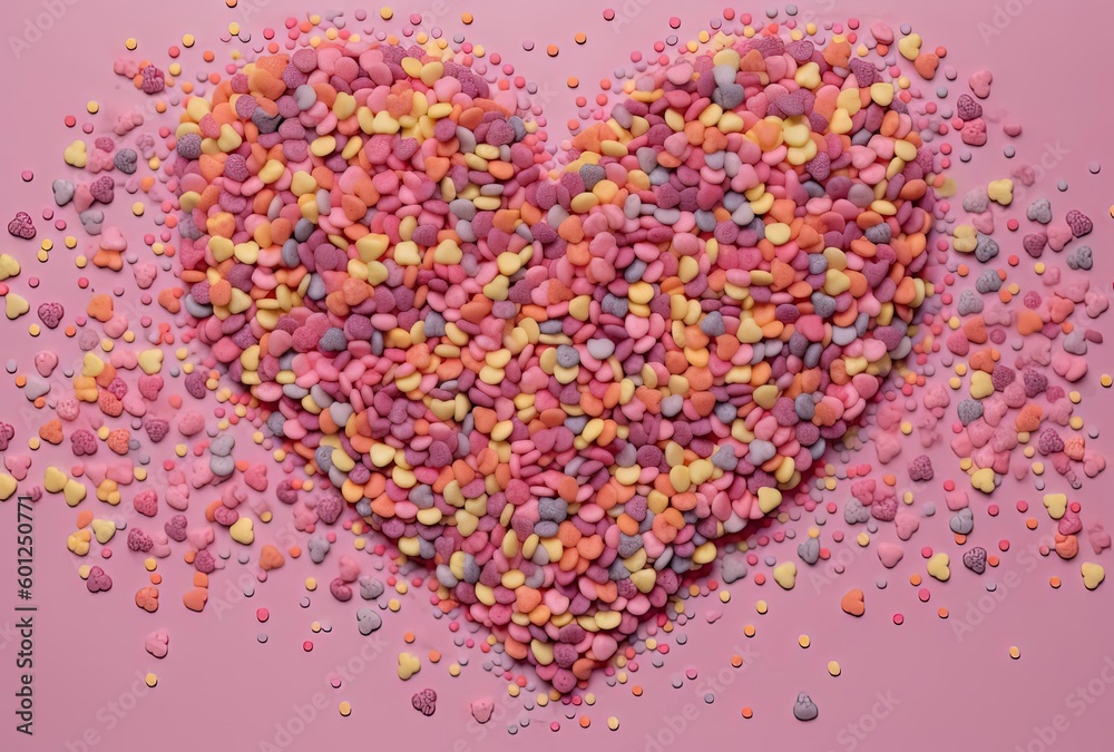 a heart shaped with different colored sprinkles, generative ai