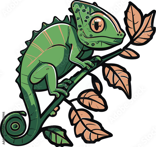 Chameleon cartoon illustration, Vector