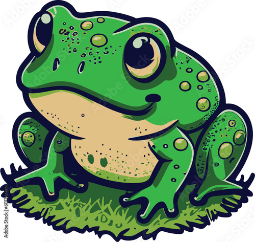 Green frog on white background, Vector, Animal