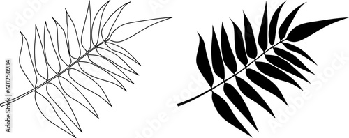 outline silhouette silver fern leaves icon set