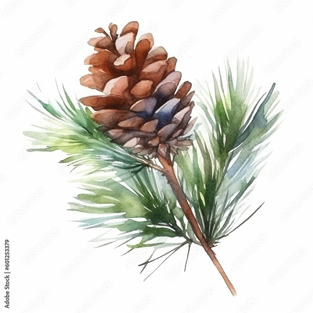pine branch illustration isolated on white pine branch illustration isolated on white