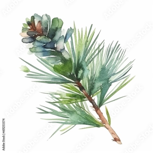 pine branch illustration isolated on white