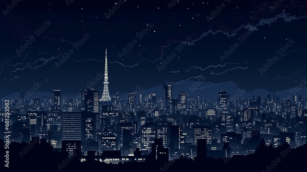 Tokyo night concept illustration