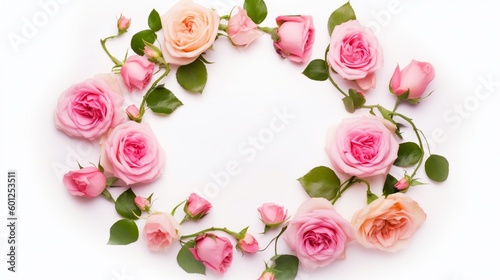 Fototapeta Naklejka Na Ścianę i Meble -  Pink rose wreath isolated on white