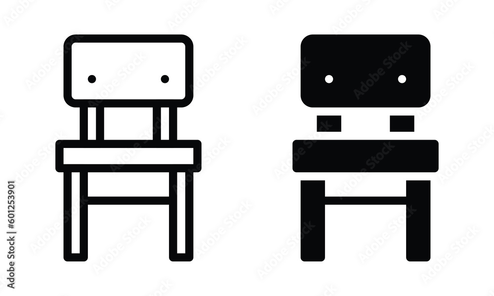 Chair icon with outline and glyph style. Chair icon with outline and glyph style.