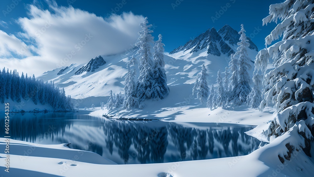winter mountain landscape, generative ai