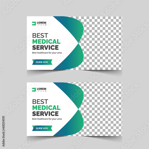 Medical YouTube thumbnail design template for a health care, dental care, hospital