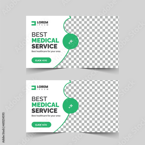 Medical YouTube thumbnail design template for a health care, dental care, hospital