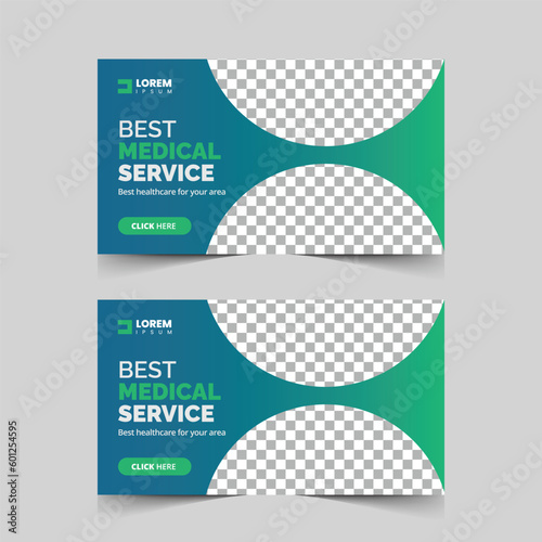 Medical YouTube thumbnail design template for a health care, dental care, hospital