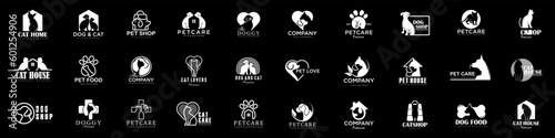 Dog Cat Pet Shop icon set Vector Logo design .This logo could be use as logo of pet shop, pet clinic