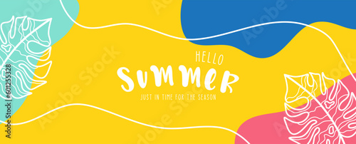 Colorful summer background layout banner design. landscape poster, greeting card, header to website