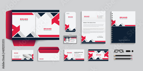 Corporate identity template, business stationery set, with red and blue, color .eps
